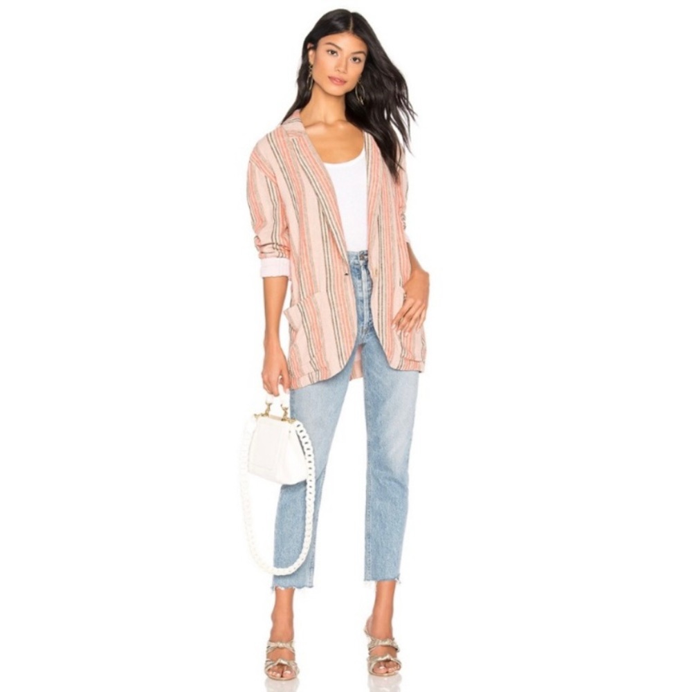 Free People Oversized Simply Striped Blazer Sz M